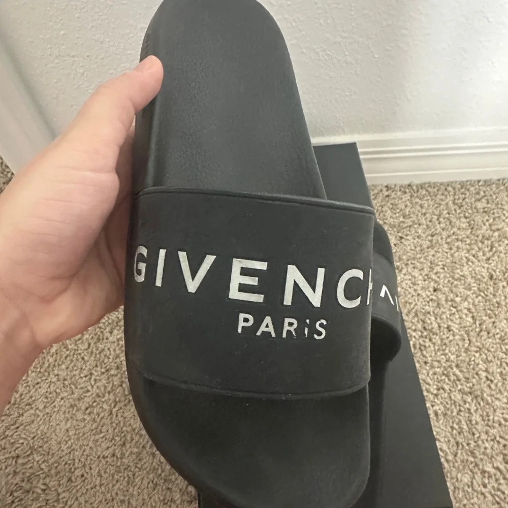 Givenchy Black Slide Sandals with White Logo - Picture 4 of 6